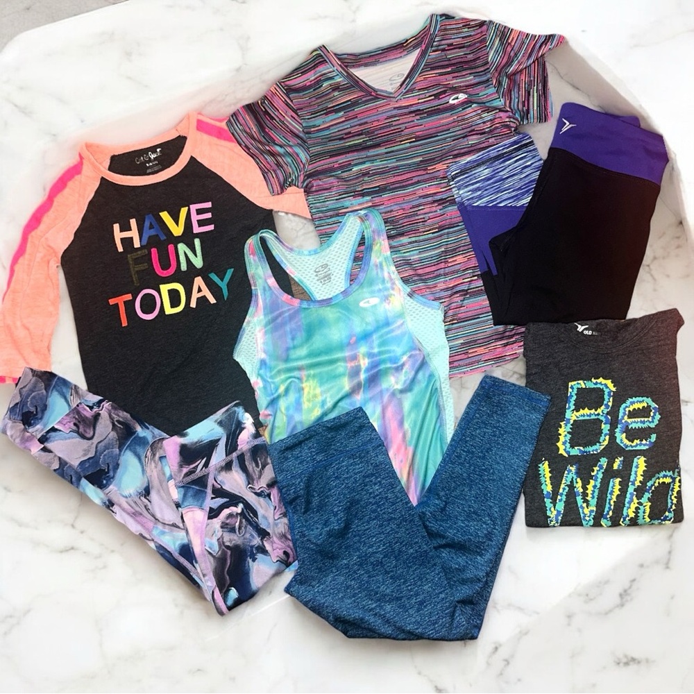 Youth Girl’s size Small 6/6X Play & Activewear lot of 7 tops/bottoms